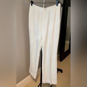 CO Collective ivory satin elastic waist trousers, small.